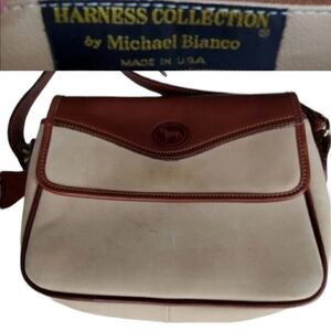 EQL VINTAGE COLLECTION by MICHAEL BIANCO TAN MAROON ADJUSTABLE STRAP BAG PURSE